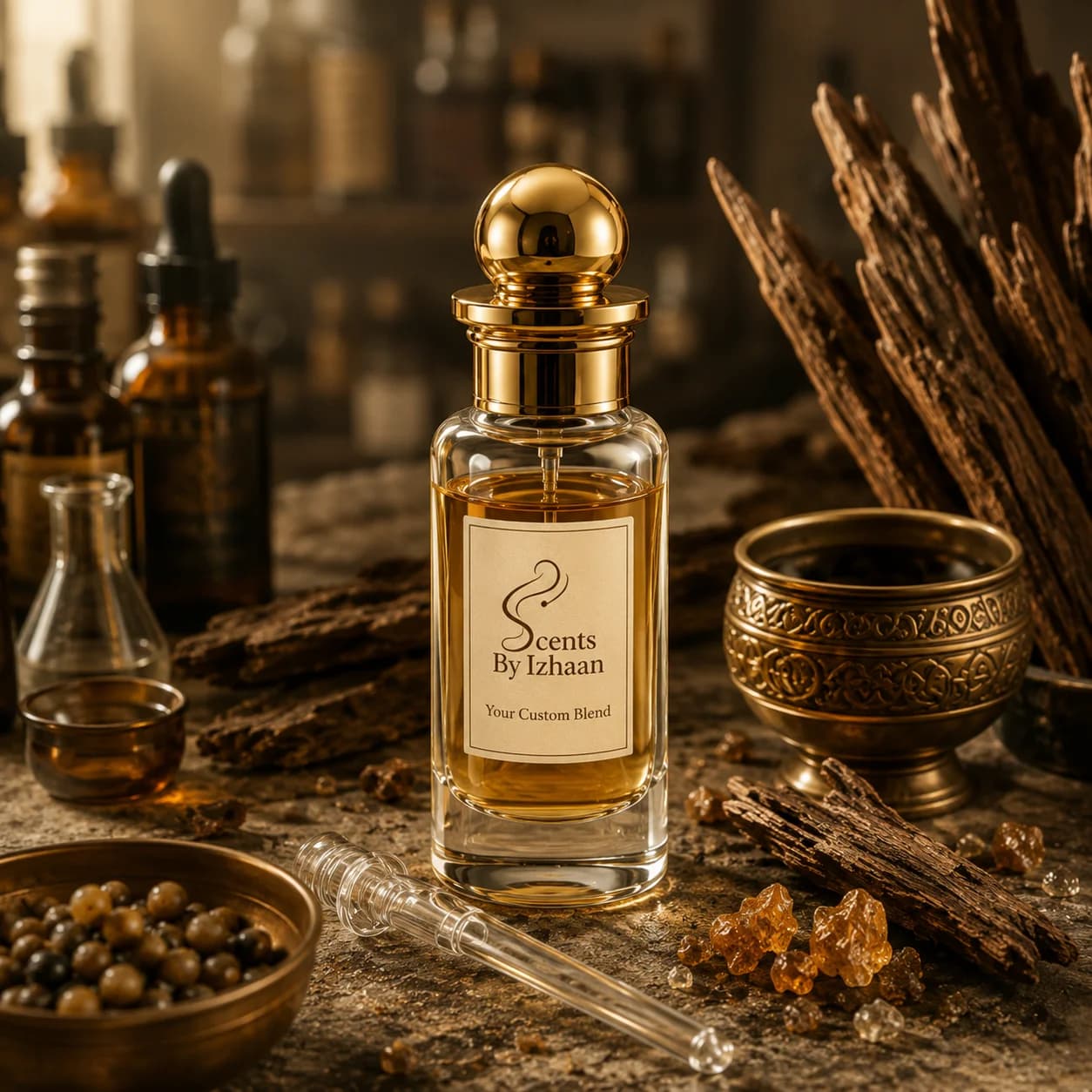 Attar blend bottle with fragrance oils