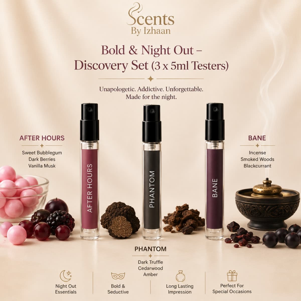 Bold & Night Out – Discovery Set (3 x 5ml Testers) - Gender: Mixed (Men + Unisex + Women)