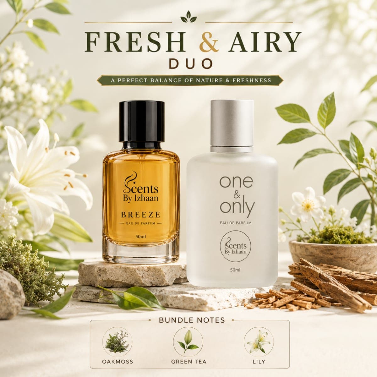 Fresh & Airy Duo - Breeze + One & Only - Clean, Effortless & Universal - Unisex Perfume Bundle